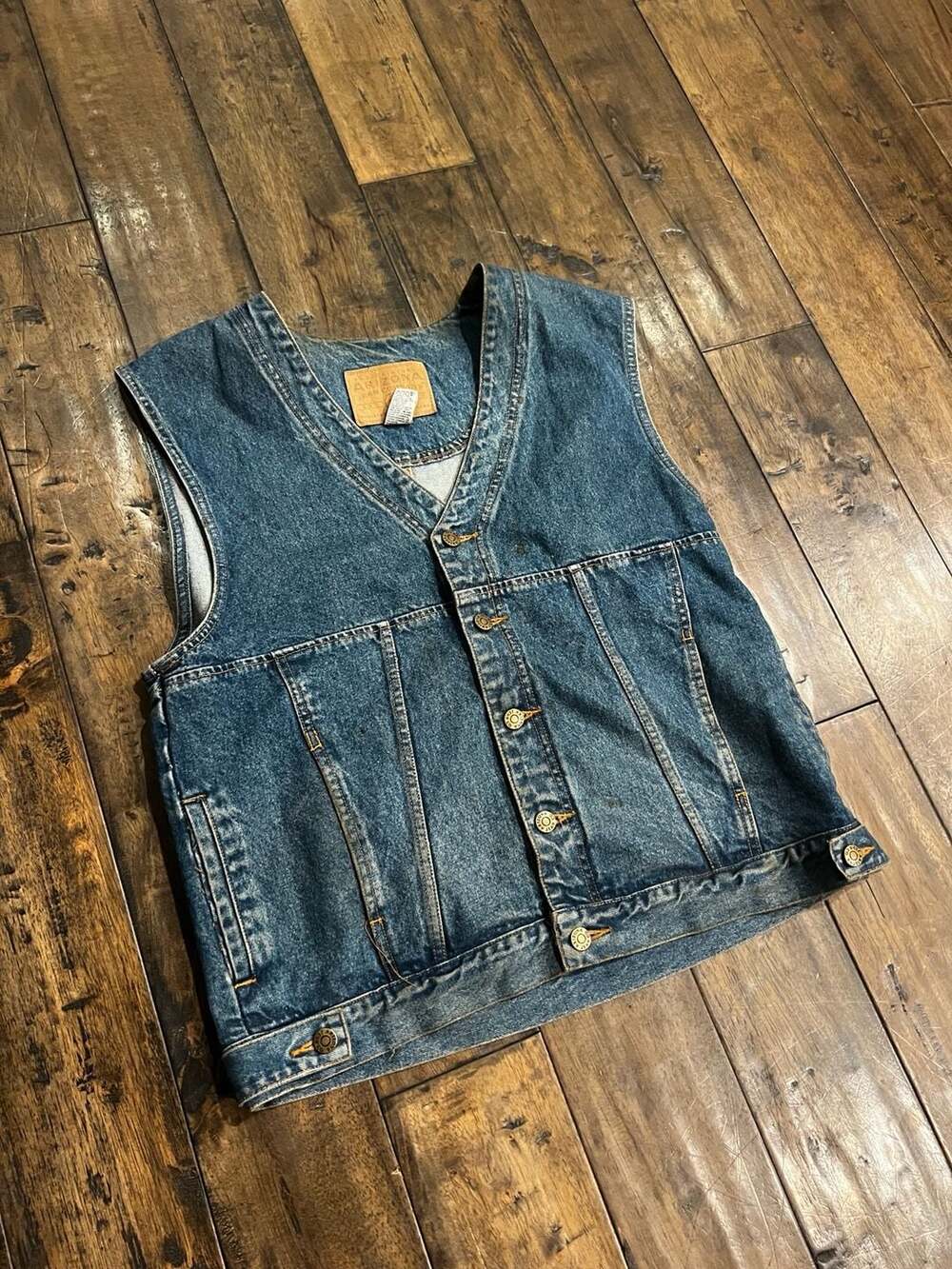 Arizona Jean Company Denim Vest Size Medium Blue Cotton